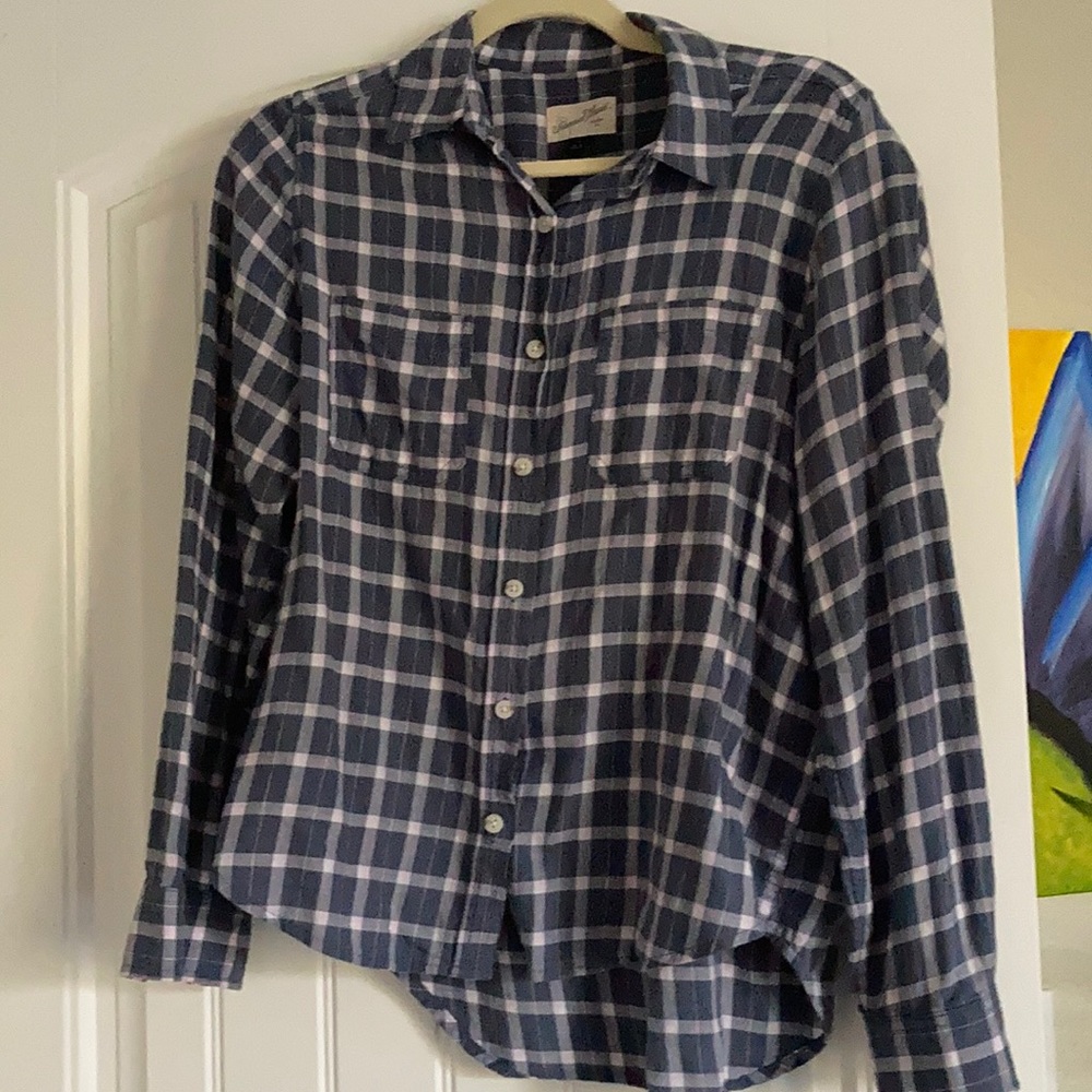 Blue plaid button down